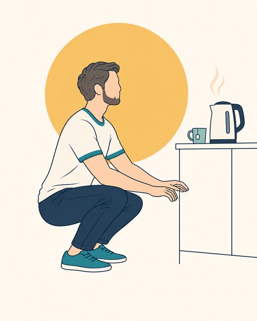 Squats while the kettle boils