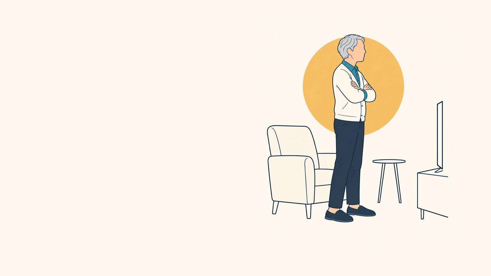 A family dancing together in a bright living room, the sofa pushed aside